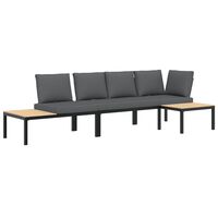 vidaXL 3 Piece Garden Sofa Set with Cushions Black Aluminium