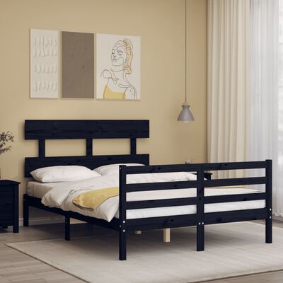 vidaXL Bed Frame without Mattress Black 120x200 cm Solid Wood