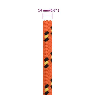 vidaXL Boat Rope Orange 14 mm 100 m Polypropylene