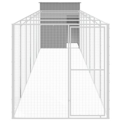 vidaXL Dog House with Run Light Grey 165x863x181 cm Galvanised Steel