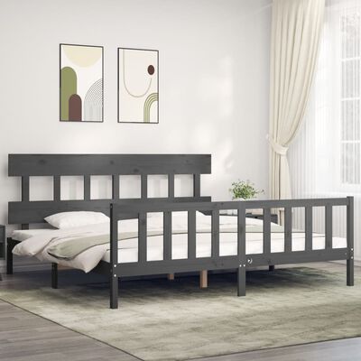 vidaXL Bed Frame without Mattress Grey 200x200 cm Solid Wood Pine