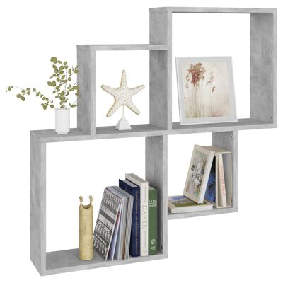 vidaXL Wall Cube Shelf Concrete Grey 80x15x78.5 cm Engineered Wood