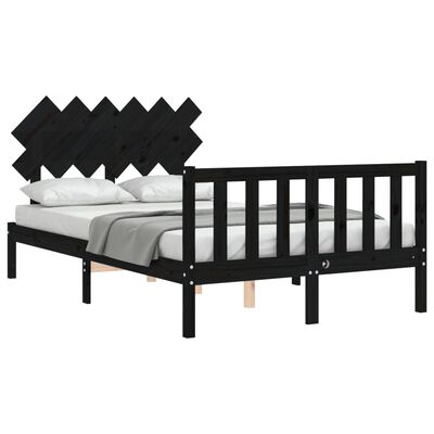 vidaXL Bed Frame without Mattress Black Double Solid Wood Pine