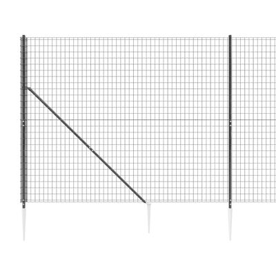 vidaXL Wire Mesh Fence with Spike Anchors Anthracite 1.4x25 m