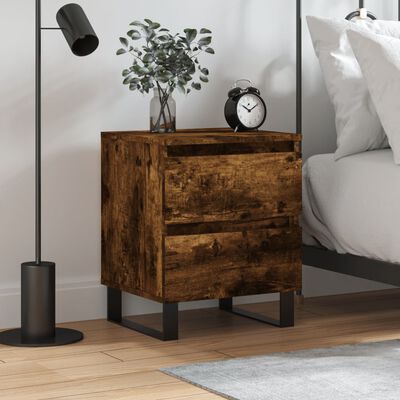 vidaXL Bedside Cabinet Smoked Oak 40x35x50 cm Engineered Wood