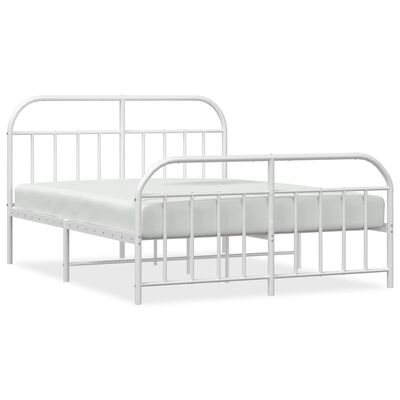 vidaXL Metal Bed Frame without Mattress with Footboard White 183x213 cm