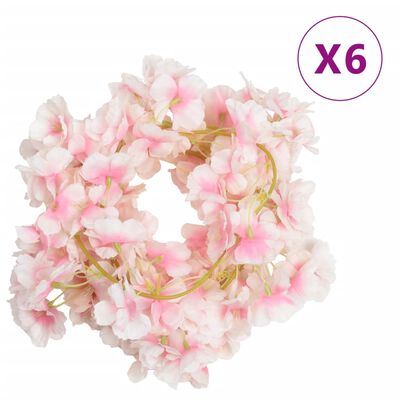 vidaXL Christmas Flower Garlands 6 pcs Light Pink 180 cm