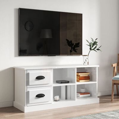 vidaXL TV Cabinet High Gloss White 102x35.5x47.5 cm Engineered Wood