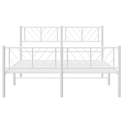 vidaXL Metal Bed Frame without Mattress with Footboard White 120x200 cm