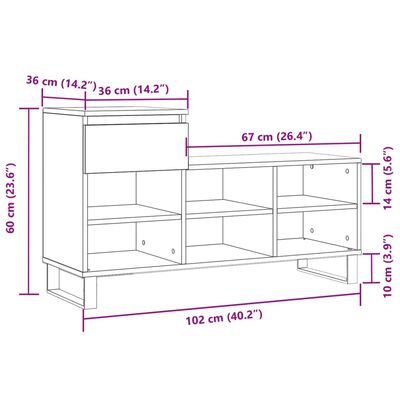 vidaXL Shoe Cabinet High Gloss White 102x36x60 cm Engineered Wood