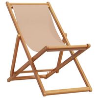 vidaXL Folding Beach Chair Taupe Solid Wood Eucalyptus and Fabric