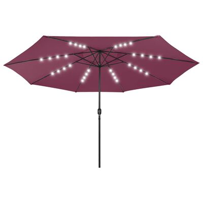 vidaXL Garden Parasol with LED Lights 400 cm Bordeaux Red