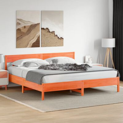 vidaXL Bed Frame without Mattress Wax Brown 180x200 cm Super King Solid Wood Pine