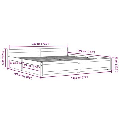 vidaXL Bed Frame without Mattress with Drawers Black Super King