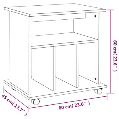 vidaXL Rolling Cabinet Smoked Oak 60x45x60 cm Engineered Wood