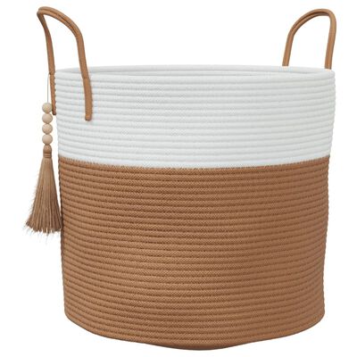 vidaXL Storage Basket Brown and White Ø40x35 cm Cotton