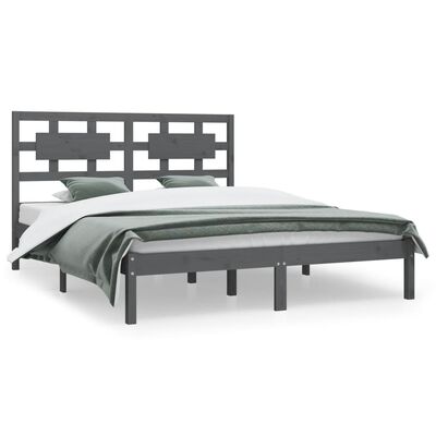 vidaXL Bed Frame without Mattress Grey 120x200 cm Solid Wood Pine