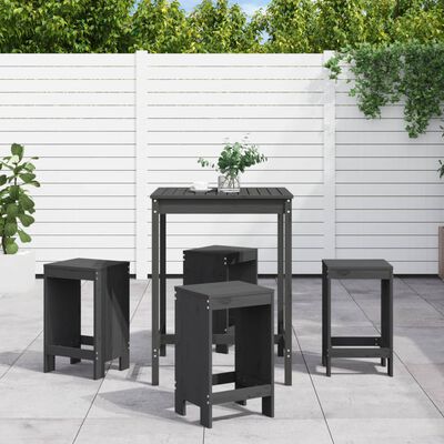 vidaXL 5 Piece Garden Bar Set Grey Solid Wood Pine