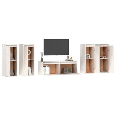 vidaXL TV Cabinets 5 pcs White Solid Wood Pine