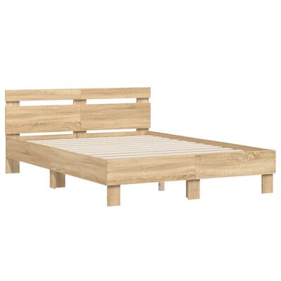 vidaXL Bed Frame with LED without Mattress Sonoma Oak 120x200 cm