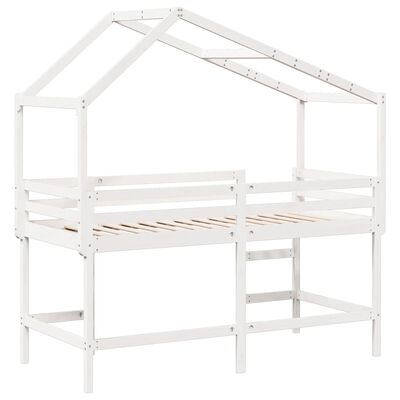 vidaXL Loft Bed with Ladder and Roof without Mattress White 80x200 cm