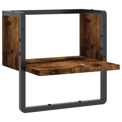 vidaXL Wall Shelf with Bar Smoked Oak 30x25x30 cm