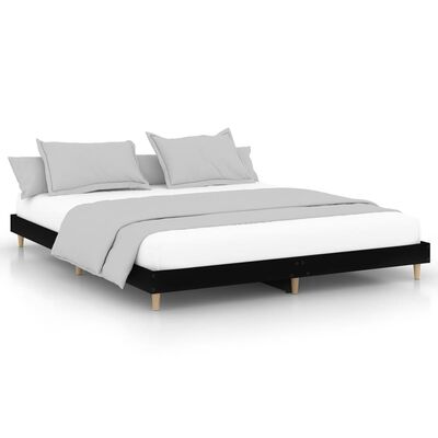 vidaXL Bed Frame without Mattress Black 160x200 cm Engineered Wood