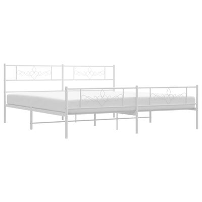 vidaXL Metal Bed Frame without Mattress with Footboard White 180x200 cm Super King