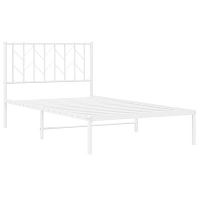 vidaXL Metal Bed Frame without Mattress with Headboard White 100x200 cm