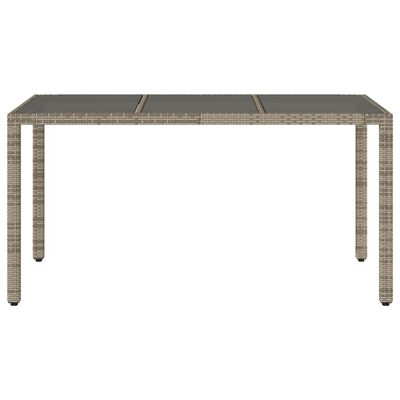 vidaXL Garden Table with Glass Top Grey 150x90x75 cm Poly Rattan