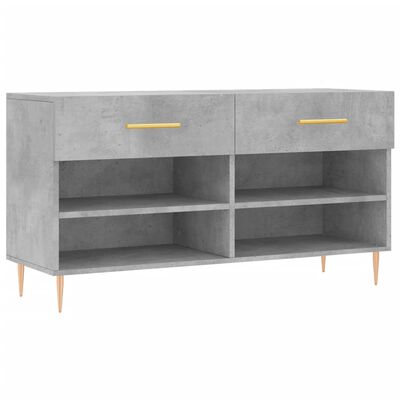 vidaXL Shoe Bench Concrete Grey 102x35x55 cm Engineered Wood