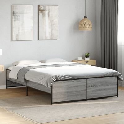 vidaXL Bed Frame without Mattress Grey Sonoma 120x190 cm Small Double