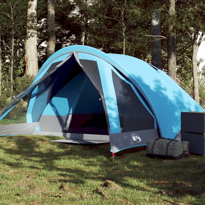 vidaXL Camping Tent Cabin 4-Person Blue Waterproof