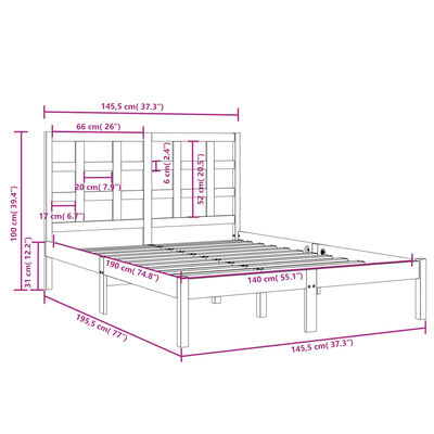 vidaXL Bed Frame without Mattress 140x190 cm Solid Wood