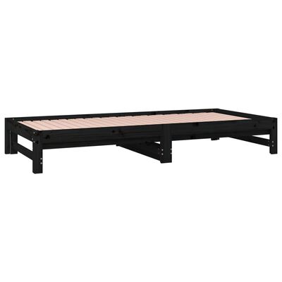 vidaXL Pull-out Day Bed without Mattress Black 2x(80x200) cm