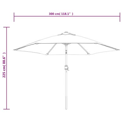 vidaXL Garden Parasol with LED Lights and Steel Pole 300 cm Azure