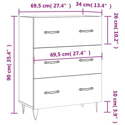 vidaXL Sideboard Brown Oak 69.5x34x90 cm Engineered Wood