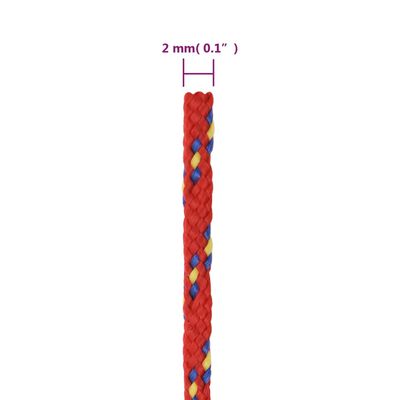 vidaXL Boat Rope Red 2 mm 250 m Polypropylene