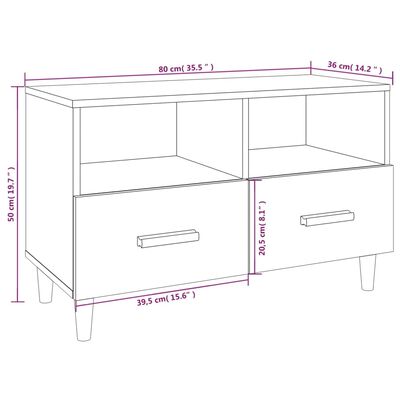 vidaXL TV Cabinet Concrete Grey 80x36x50 cm Engineered Wood