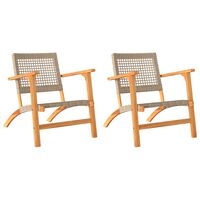 vidaXL Garden Chairs 2 pcs Beige Poly Rattan and Acacia Wood