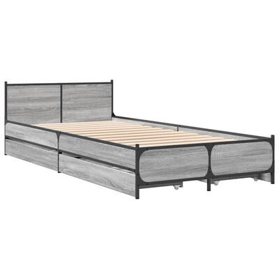 vidaXL Bed Frame with Drawers without Mattress Grey Sonoma 90x200 cm