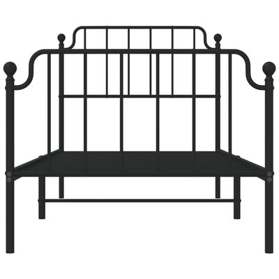 vidaXL Metal Bed Frame without Mattress with Footboard Black 90x200 cm