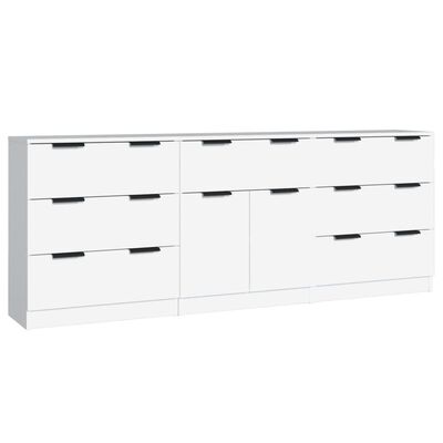 vidaXL 3 Piece Sideboards White Engineered Wood