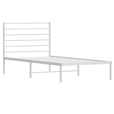 vidaXL Metal Bed Frame without Mattress with Headboard White 100x190 cm