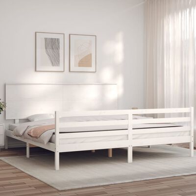 vidaXL Bed Frame without Mattress White Super King Size Solid Wood