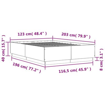 vidaXL Bed Frame with LED without Mattress Concrete Grey 120x200 cm