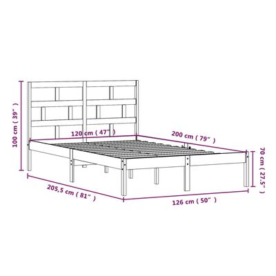 vidaXL Bed Frame without Mattress Black Solid Wood 120x200 cm (810016+814188)