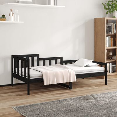 vidaXL Day Bed without Mattress Black 90x200 cm Solid Wood Pine