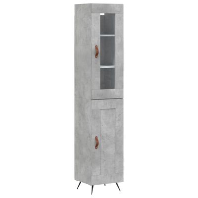 vidaXL Highboard Concrete Grey 34.5x34x180 cm Engineered Wood