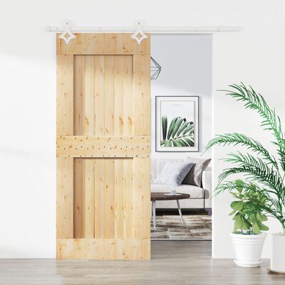 vidaXL Sliding Door with Hardware Set 80x210 cm Solid Wood Pine